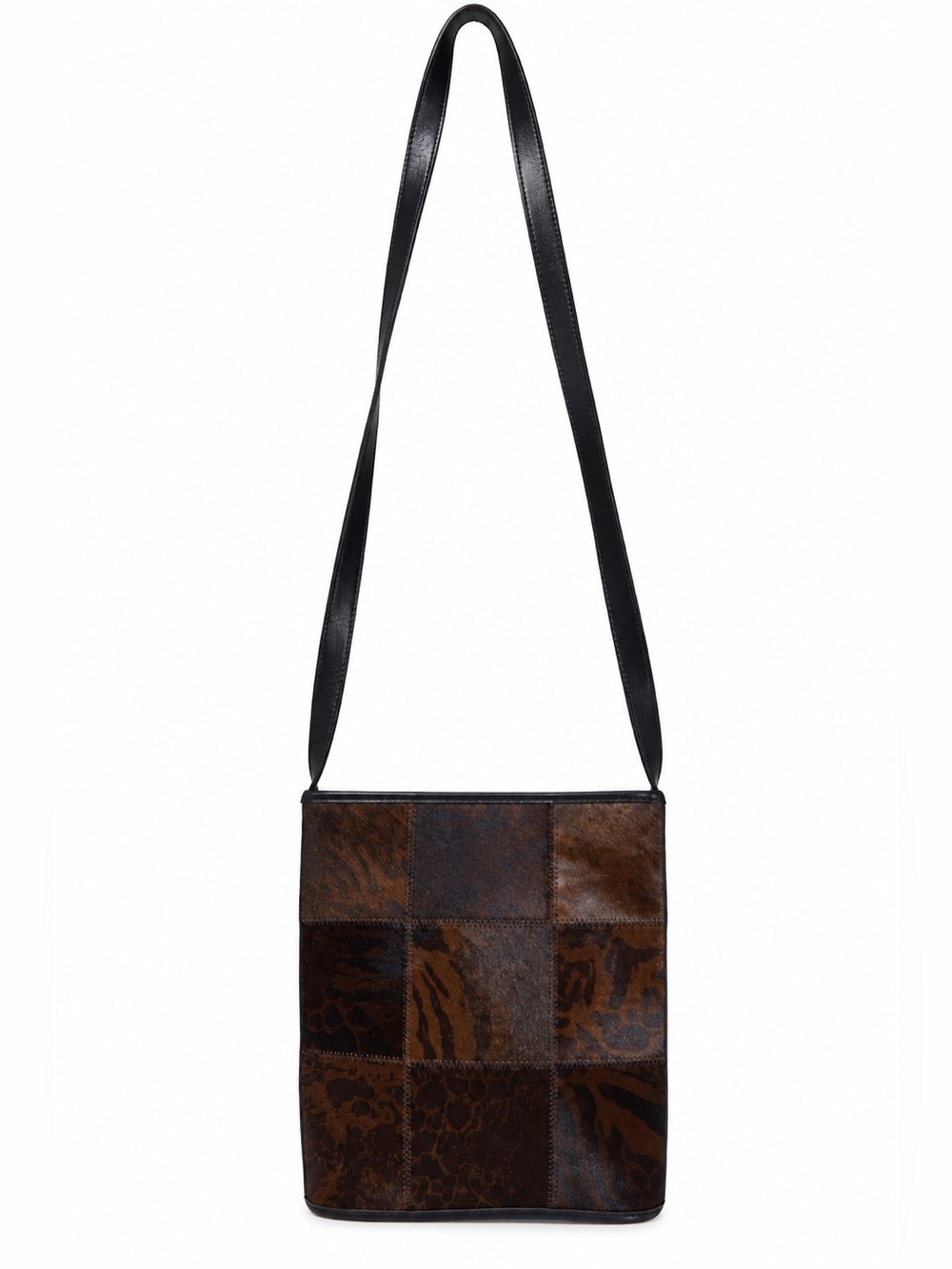 Stuart Weitzman Crossbody Bag | Hair-On Hide Leather Patchwork | Vintage